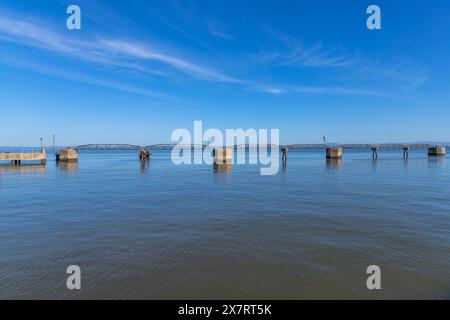 Pier am Tejo bei Belem, Lissabon, Portugal Stockfoto