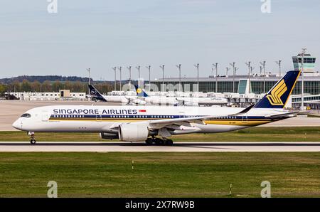 München, Deutschland, 6. April 2024: Ein Singapore Airlines Airbus A350-941 startet vom Flughafen München. Registrierung 9V-SMD. (Foto: Andreas Haas/dieBild Stockfoto