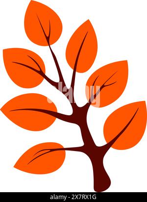 Baum mit orangefarbenen Blättern auf weißem Hintergrund Stock Vektor