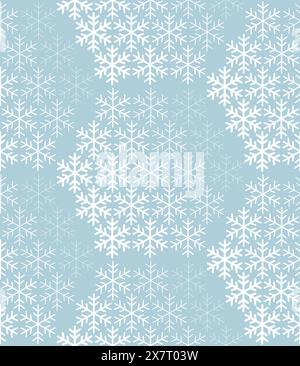 Abstrakte geometrische Muster mit Schneeflocken. Vektorhintergrund. Weiße und blaue Verzierung. Grafisches, modernes Muster Stock Vektor