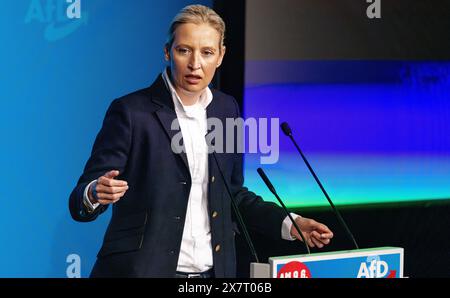 Donaueschingen, 27. April 2024: Die Ko-Vorsitzende der AfD-Fraktion der Alternative für Deutschland Dr. Alice Weidel in ihrer Rede Stockfoto