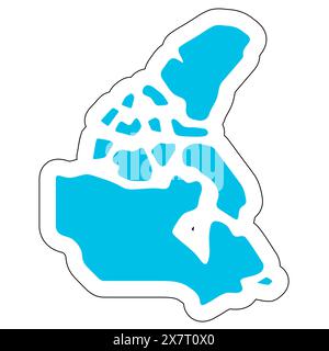 Silhouette des kanadischen Landes. Detaillierte Karte. Blauer Vektoraufkleber mit weißer Kontur auf weißem Hintergrund. Stock Vektor