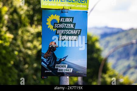 Lauchringen, Deutschland, 19. Mai 2024: Wahlplakat für die Europawahlen der Allianz 90/die Grünen. (Foto: Jonas Philippe/dieBildmanufa Stockfoto