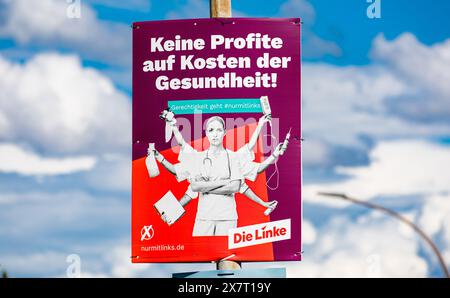 Lauchringen, Deutschland, 19. Mai 2024: Wahlplakat für die Europawahlen der Linken. (Foto: Jonas Philippe/dieBildmanufaktur) Stockfoto