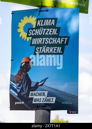 Lauchringen, Deutschland, 19. Mai 2024: Wahlplakat für die Europawahlen der Allianz 90/die Grünen. (Foto: Jonas Philippe/dieBildmanufa Stockfoto