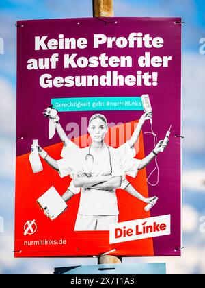 Lauchringen, Deutschland, 19. Mai 2024: Wahlplakat für die Europawahlen der Linken. (Foto: Jonas Philippe/dieBildmanufaktur) Stockfoto