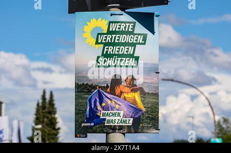 Lauchringen, Deutschland, 19. Mai 2024: Wahlplakat für die Europawahlen der Allianz 90/die Grünen. (Foto: Jonas Philippe/dieBildmanufa Stockfoto