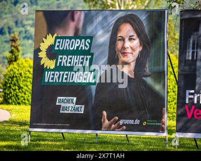 Lauchringen, Deutschland, 19. Mai 2024: Wahlplakat für die Europawahlen der Allianz 90/die Grünen. (Foto: Jonas Philippe/dieBildmanufa Stockfoto