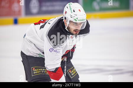 Zürich, Schweiz, 20. April 2024: #9 Damien Riat, Forward Lausanne HC. (Foto: Andreas Haas/dieBildmanufaktur) Stockfoto