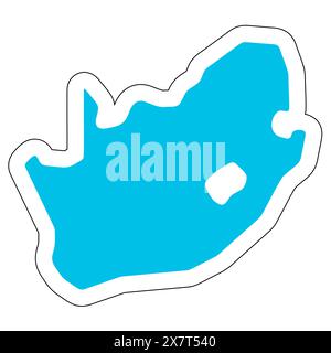 Südafrikanische Country-Silhouette. Detaillierte Karte. Blauer Vektoraufkleber mit weißer Kontur auf weißem Hintergrund. Stock Vektor