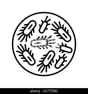 Schwarzes Symbol für Escherichia coli-Linie. Darmmikrobiota. Signieren Sie für Webseite, mobile App, Schaltfläche, Logo. Schaltfläche Vektorisoliert. Bearbeitbare Kontur. Stock Vektor