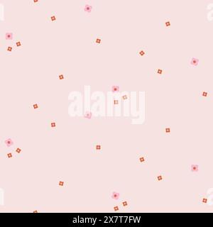 Daisy Wiese beige Creme Hintergrund Retro Farbe Blumen zartes nahtloses Muster. Blumenmuster aus Stoff. Stock Vektor