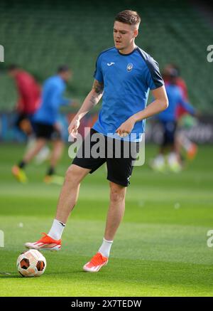 Emil Alfons Holm von Atalanta während eines Trainings im Aviva Stadium in Dublin vor dem Finale der UEFA Europa League am Mittwoch. Bilddatum: Dienstag, 21. Mai 2024. Stockfoto