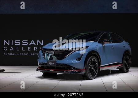 Yokohama, Japan. Mai 2024. Ein Nissan Ariya Nismo in der Nissan Gallery in Yokohama. (Credit Image: © Stanislav Kogiku/SOPA Images via ZUMA Press Wire) NUR REDAKTIONELLE VERWENDUNG! Nicht für kommerzielle ZWECKE! Stockfoto