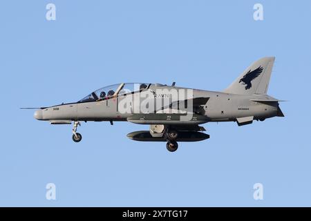 Ein ehemaliger Hawk T67 der Republik Korea landet bei der RAF Lakenheath. Diese werden nun von RAVN geflogen, einem zivilen Auftragnehmer, der Luftkämpfe ausbildet. Stockfoto