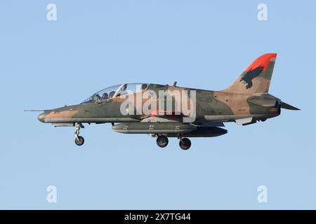 Ein ehemaliger Hawk T67 der Republik Korea landet bei der RAF Lakenheath. Diese werden nun von RAVN geflogen, einem zivilen Auftragnehmer, der Luftkämpfe ausbildet. Stockfoto