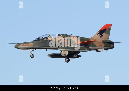 Ein ehemaliger Hawk T67 der Republik Korea landet bei der RAF Lakenheath. Diese werden nun von RAVN geflogen, einem zivilen Auftragnehmer, der Luftkämpfe ausbildet. Stockfoto