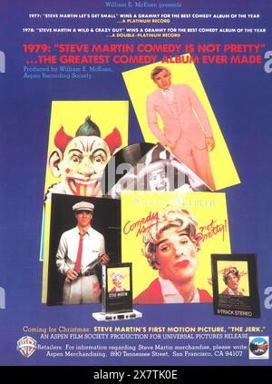 1979 Werbespot für das Steve Martin Album Comedy Is Not Pretty und Film the Jerk Stockfoto