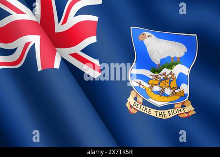 Falklandinseln schwenkende Flagge 3D-Illustration Stockfoto