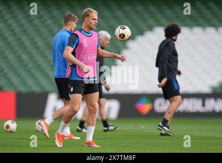 Mitchel Bakker von Atalanta während eines Trainings im Aviva Stadium in Dublin vor dem Finale der UEFA Europa League am Mittwoch. Bilddatum: Dienstag, 21. Mai 2024. Stockfoto