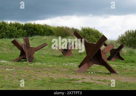 Normandy France D-Day and hedgehogs near Utah Beach  Stockfoto