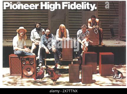 1974 Pioneer Speaker werben mit der Allman Brothers Band in Fillmore East – Pioneer High Fidelity Stockfoto