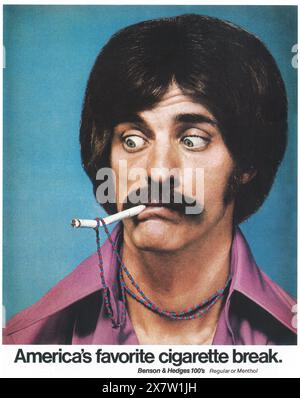 1971 BENSON & HEDGES Zigarettenwerbung - "Amerikas Lieblings-Zigarettenpause". Stockfoto