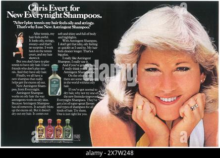 1976 Helene Curtis Shampoo Werbung mit Chris Evert Stockfoto