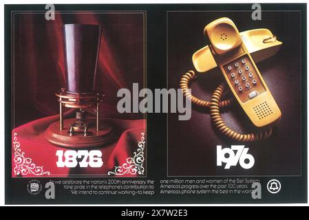 1976 Bell Systems Telefonwerbung -'1876 - 1976 - ptogress über 100 Jahre...200. Jahrestag' Stockfoto