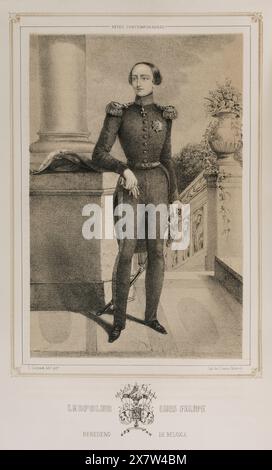 Leopold II. Von Belgien (1835–1909), dessen Geburtsname Leopold Ludwig Philippe Maria Victor von Sachsen-Coburg-Gotha war. König von Belgien (1865-1909). Porträt wie jung, als Thronfolger. Zeichnung von C. Legrand. Lithographie. Reyes Contemporáneos (Zeitgenössische Könige). Band III. Veröffentlicht in Madrid, 1854. Stockfoto