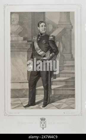 Ferdinand II. Der beiden Sizilien (1810-1859). König der beiden Sizilien (1830-1859). Hochformat. Zeichnung von B. Blanco. Lithographie von J. Donón. Reyes Contemporáneos (Zeitgenössische Könige). Band III. Veröffentlicht in Madrid, 1854. Stockfoto