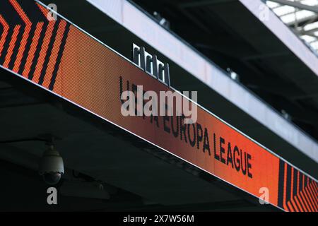 21. Mai 2024; Dublin, Irland: Aktivitäten vor dem Spiel vor dem UEFA Europa League-Finale zwischen Atalanta und Bayer Leverkusen am 22. Mai: Europa League Branding Stockfoto