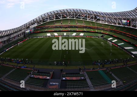 21. Mai 2024; Dublin, Irland: Vorspiele vor dem Finale der UEFA Europa League zwischen Atalanta und Bayer Leverkusen am 22. Mai: Allgemeine Ansicht des Aviva-Stadions Stockfoto