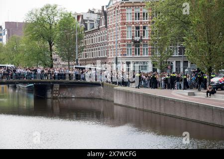 Amsterdam, Niederlande, 13. Mai 2024.Proteste für palästina an der UVA-Universität Amsterdam werden fortgesetzt. Die Polizei hat den Campus geräumt Stockfoto