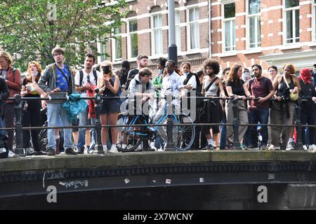 Amsterdam, Niederlande, 13. Mai 2024.Proteste für palästina an der UVA-Universität Amsterdam werden fortgesetzt. Die Polizei hat den Campus geräumt Stockfoto