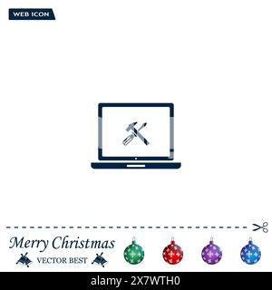 Festlegen von Parametern, Laptop-Symbol, Vektor-Illustration. Flache Design-Stil Stock Vektor