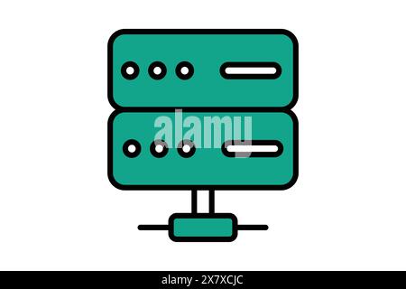 Symbol für Shared Server. Symbol für Informationstechnologie. Symbolstil für flache Linien. Illustration des Technologieelements Vektor Stock Vektor