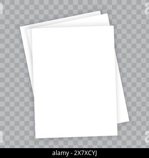 Leerer Papierstapel. Transparenter karierter Hintergrund. Symbol für realistischen Vektor. Isolierte weiße Blätter. Stock Vektor