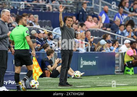 21. Mai 2024: FC Tulsa-Cheftrainer Mario Sanchez während des Spiels gegen Sporting Kansas City im Children's Mercy Park in Kansas City, KS. David Smith/CSM Stockfoto