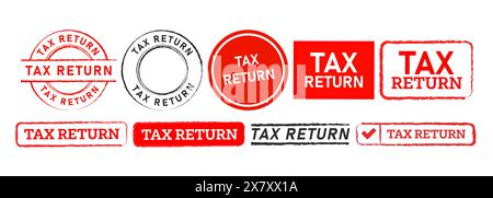 Kreise- und Rechteckaufkleber mit Gummiaufkleber für Steuererklärung für Einkommensbeleg für Steuerfinanzierung Stock Vektor