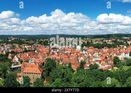 Blick aus der Vogelperspektive auf Lauf an der Pegnitz mit Blick auf die historische Altstadt. Lauf an der Pegnitz, Mittelfranken, Bayern, Deutschland, Europa Stockfoto