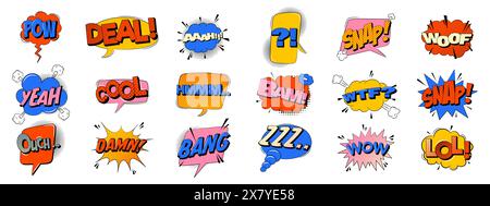 Set aus Comic-Sprechblasen im trendigen Retro-Stil Stock Vektor
