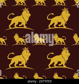 Lion Seamless Pattern Simple. Lion Background Vector Stock Vektor