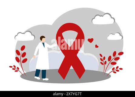Welt-AIDS-Tag. Das rote Band als Symbol des Kampfes gegen AIDS. AIDS und HIV Stock Vektor