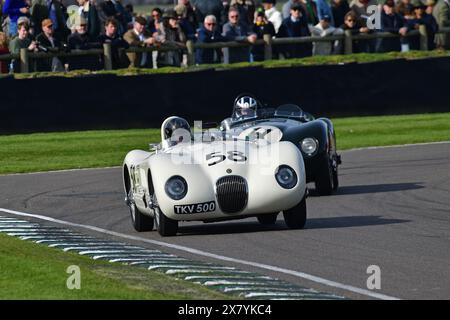 Hans-Martin Schneeberger, Jaguar C-Type, Peter Collins Trophy, ein Rennen mit einem Fahrer von 25 Minuten Dauer für Sports Racing-Fahrzeuge, die typischerweise sind Stockfoto