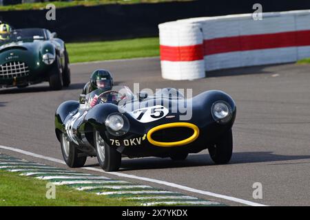 Oliver Mathai, Jaguar C-Type, Peter Collins Trophy, ein Rennen mit einem Fahrer von 25 Minuten für Sportwagen, die typischerweise konkurrieren Stockfoto