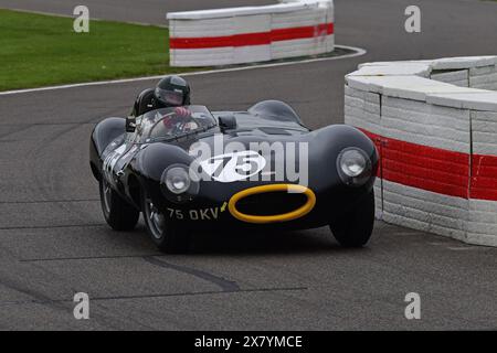 Oliver Mathai, Jaguar C-Type, Peter Collins Trophy, ein Rennen mit einem Fahrer von 25 Minuten für Sportwagen, die typischerweise konkurrieren Stockfoto