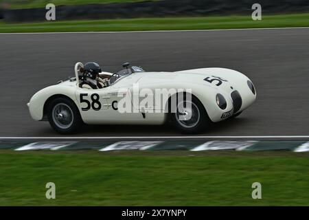 Hans-Martin Schneeberger, Jaguar C-Type, Peter Collins Trophy, ein Rennen mit einem Fahrer von 25 Minuten Dauer für Sports Racing-Fahrzeuge, die typischerweise sind Stockfoto