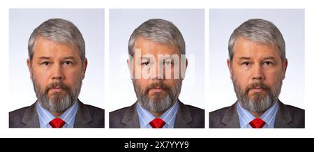 Pass- oder Antragsbild eines Mannes, 55 Jahre Stockfoto