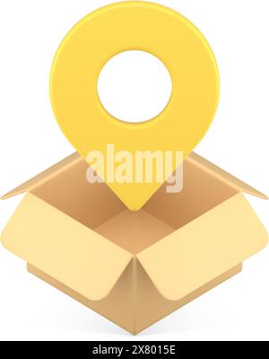 Kurier Frachtzustellung Service Tracking Anwendung Auftrag Sendung GPS Navigation 3D Symbol Vektor Illustration. Frachtkauf Postpaketlogistik Stock Vektor